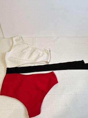 Skazi One Shoulder Colorblock Swimsuit Bodysuit M